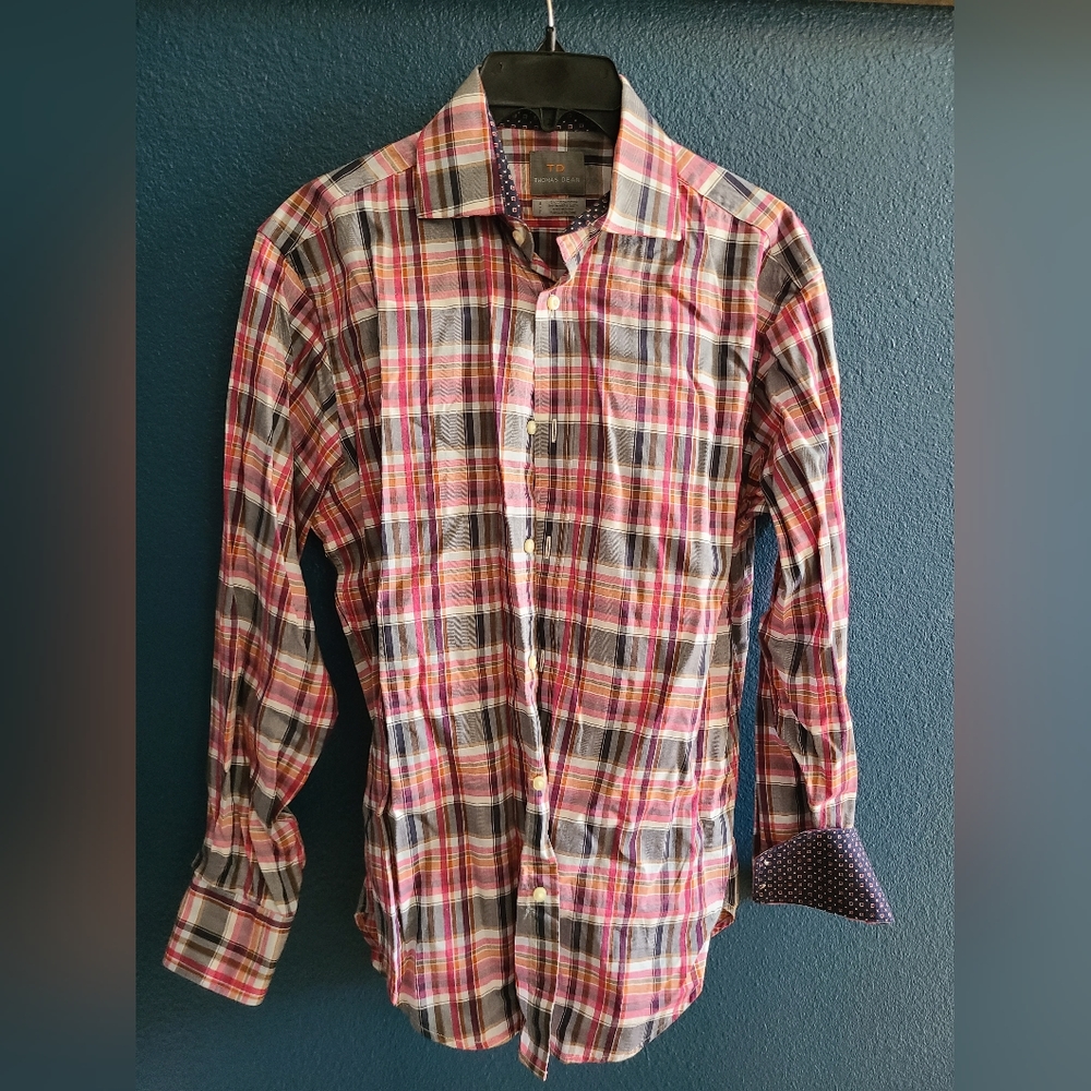 Thomas Dean Men's Button Up Dress Shirt